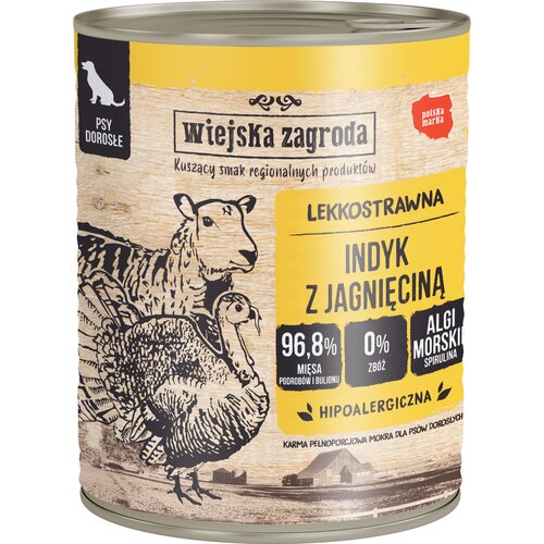 Karma dla psa WIEJSKA ZAGRODA Indyk z jagnięciną 800 g