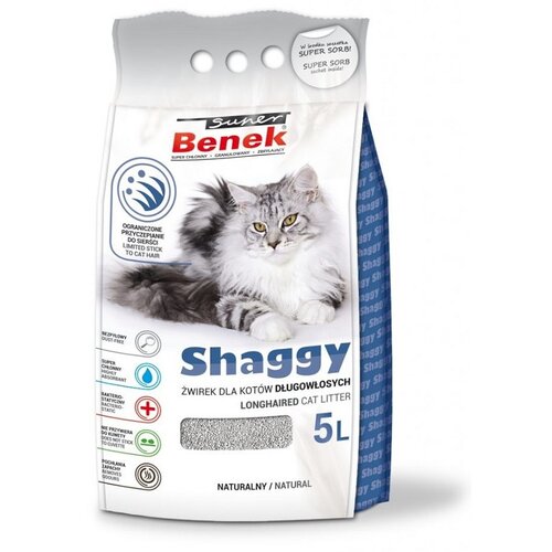 Żwirek dla kota SUPER BENEK Shaggy Naturalny 5 L