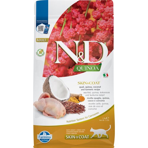 Karma dla kota FARMINA N&D Quinoa Przepiórka z komosą ryżową z kokosem i kurkumą 1.5 kg