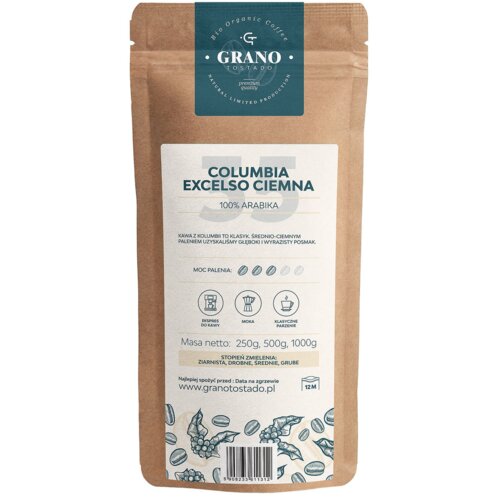 Kawa mielona GRANO TOSTADO Columbia Exelso Ciemna Arabica 0.25 kg