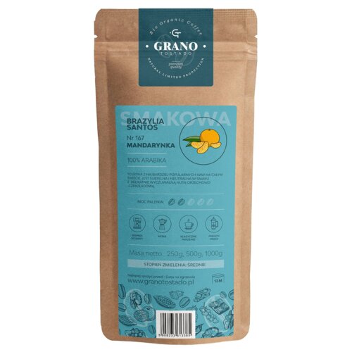Kawa mielona GRANO TOSTADO Brazylia Santos Mandarynka Arabica 0.25 kg