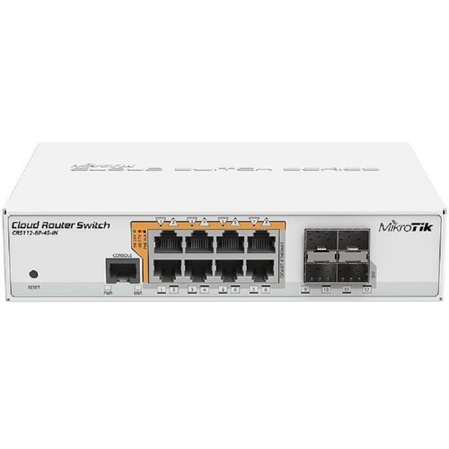Switch MIKROTIK CRS112-8P-4S-IN Gigabit Ethernet, 12 portów, Funkcja PoE, Zarządzalny