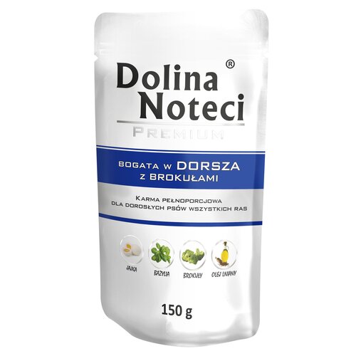 Karma dla psa DOLINA NOTECI Premium bogata w dorsza z brokułami 150 g