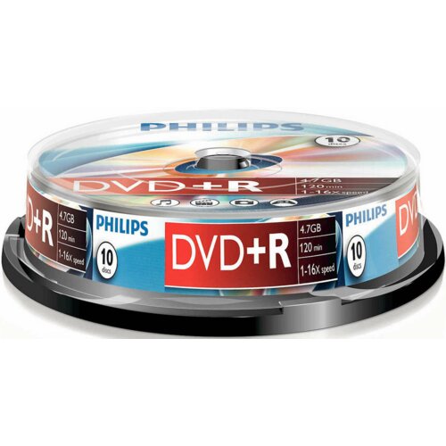 Płyta PHILIPS DVD+R, 4.7 GB, 16x (10 szt.)