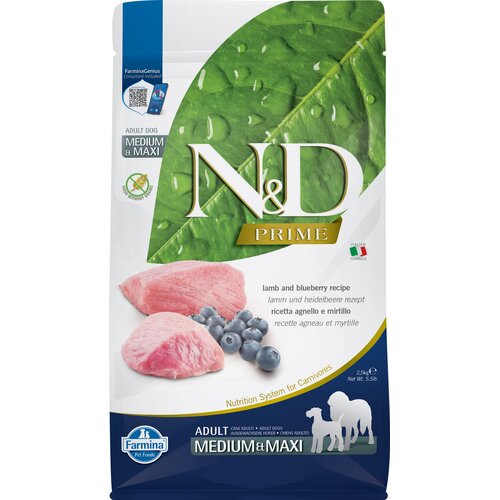 Karma dla psa FARMINA N&D Prime Jagnięcina z borówką Medium & Maxi 2.5 kg