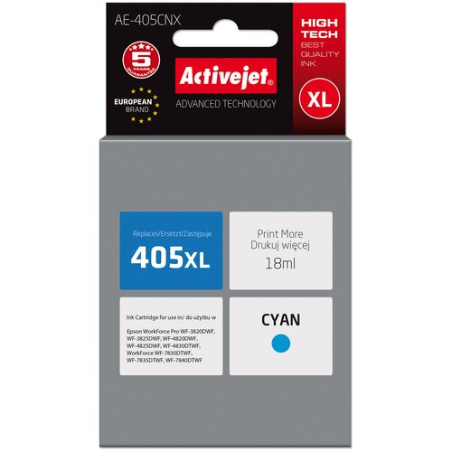 Tusz ACTIVEJET do Epson 405XL C13T05H24010 Niebieski 18 ml AE-405CNX