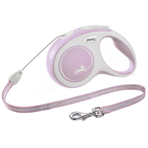 Smycz FLEXI New Comfort S (8 m - 12 kg) Różowo-biały