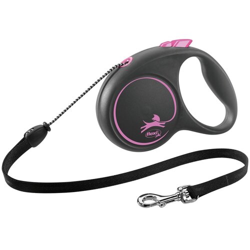 Smycz FLEXI Black Design M (5 m - 20 kg) Różowy