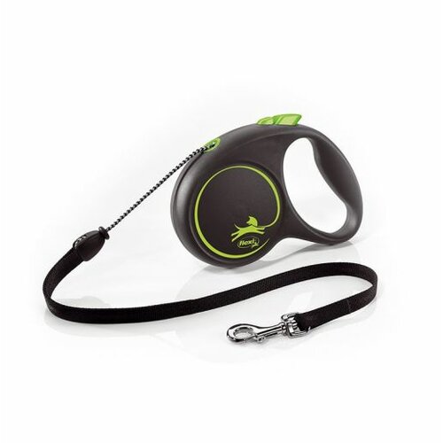 Smycz FLEXI Black Design M (5 m - 20 kg) Czarno-zielony