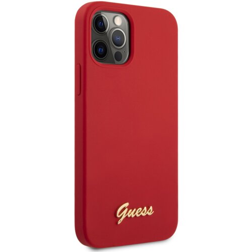 Etui GUESS Metal Logo Script do iPhone 12 Pro Max Czerwony