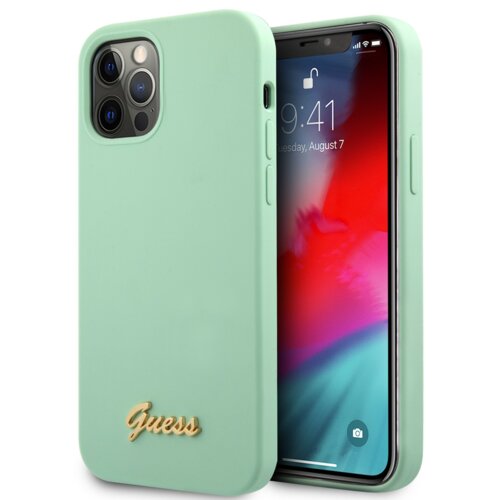 Etui GUESS Metal Logo Script do Apple iPhone 12 Pro Max Zielony