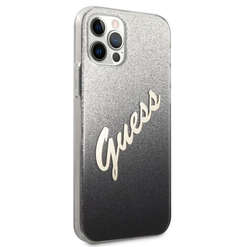Etui GUESS Glitter Gradient Script do Apple iPhone 12 Pro Max Czarny