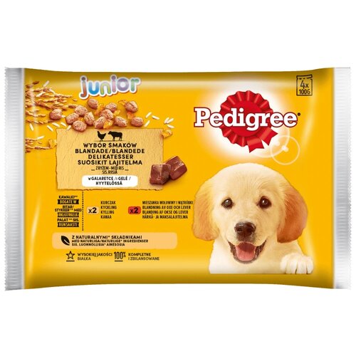 PEDIGREE Junior Vital Protection Wo owina z ry em Kurczak z ry em 4 x 100 g Karma dla psa niskie ceny i opinie w Media Expert
