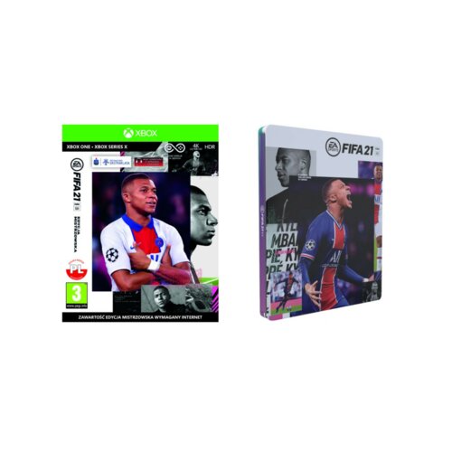 FIFA 21 - Edycja Mistrzowska Gra XBOX ONE (Kompatybilna z Xbox Series X) + FIFA 21 Steelbook PROMISE