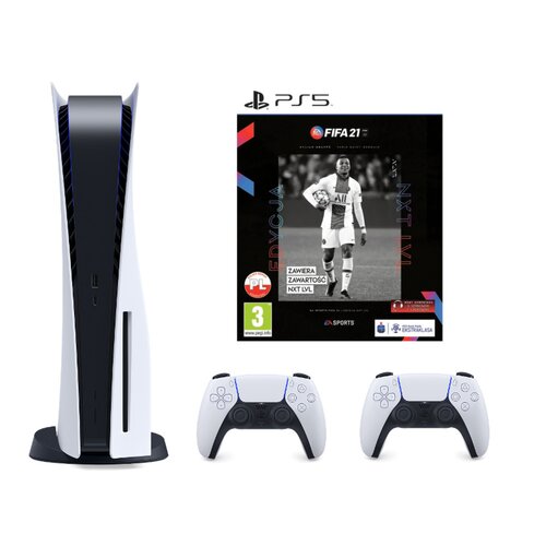 Konsola SONY PlayStation 5 + FIFA 21 Gra PS5 + Kontroler SONY DualSense Biały