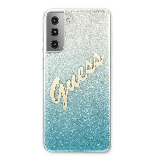 Etui GUESS Glitter Gradient Script do Samsung Galaxy S21+ Niebieski