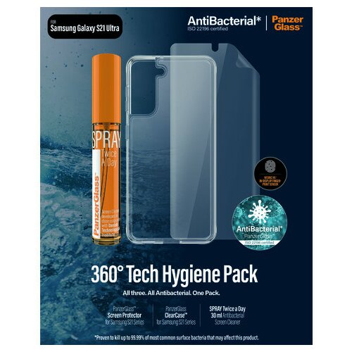 Szkło hartowane PANZERGLASS do Samsung Galaxy S21 Ultra + spray i etui