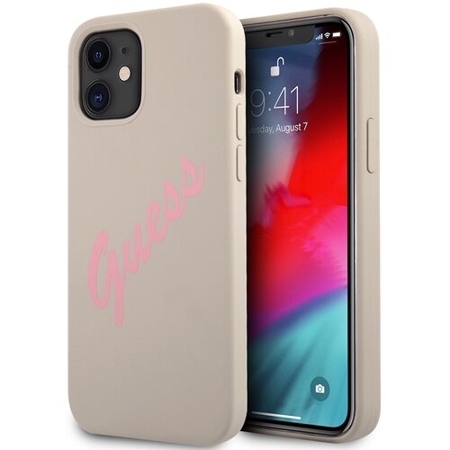 Etui GUESS Vintage do Apple iPhone 12 Mini Szaro-różowy