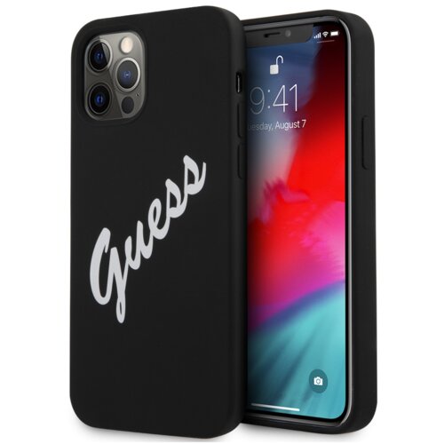 Etui GUESS Silicone Vintage do Apple iPhone 12 Pro Max Czarno-biały