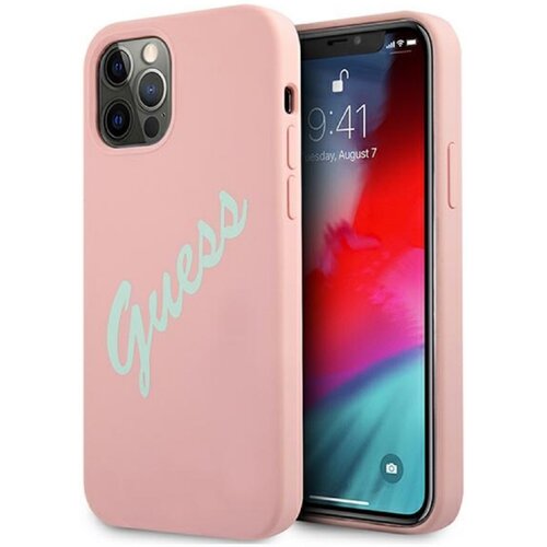 Etui GUESS Silicone Vintage do Apple iPhone 12/12 Pro Różowo-zielony