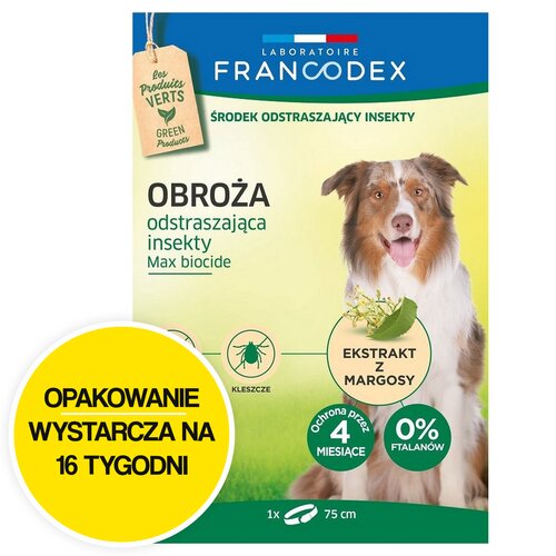 Obroża FRANCODEX Max biocide XXL (75 cm) Szary