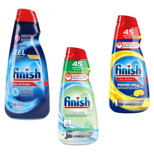 Żel do zmywarki FINISH All in 1 Max, Zero, Cytrynowy 3 x 900 ml