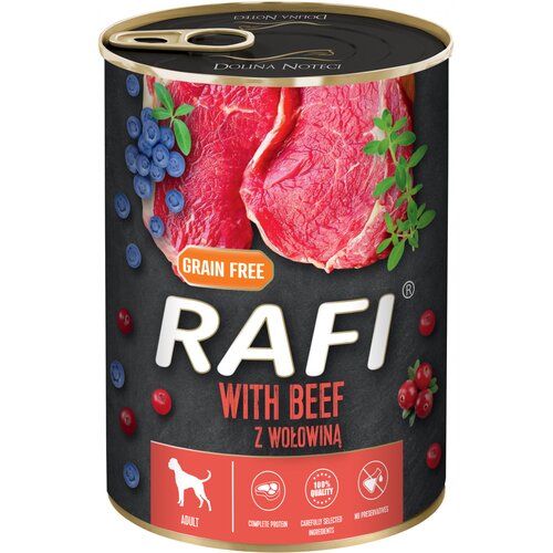 Karma dla psa RAFI Wołowina z borówką i żurawiną 400 g