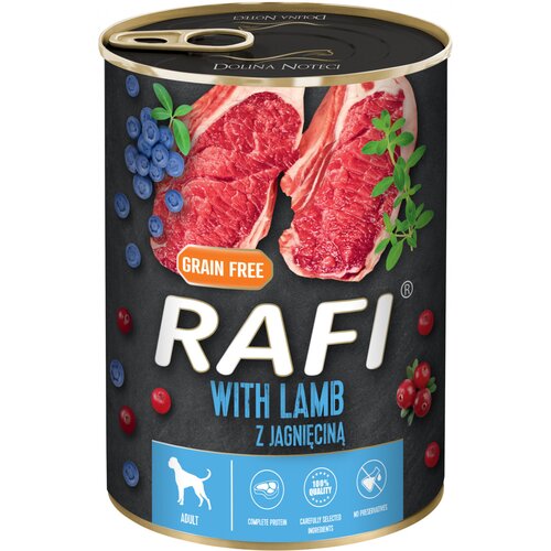 Karma dla psa RAFI z jagnięciną, borówką i żurawiną 400 g