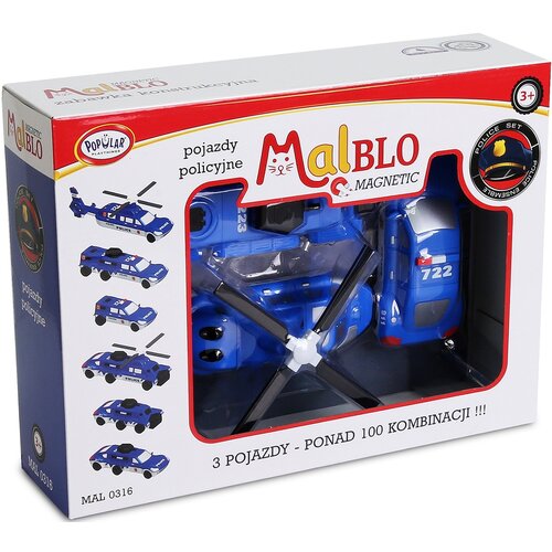 Klocki magnetyczne MALBLO Magnetic Pojazdy policyjne MAL0316