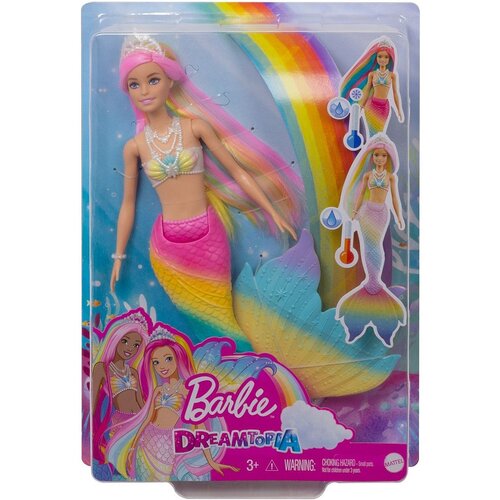 Lalka Barbie Syrenka Tęczowa Przemiana GTF89