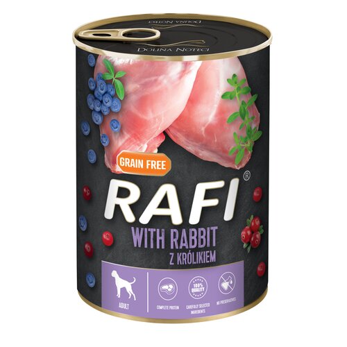 Karma dla psa RAFI Królik z borówką i żurawiną 400 g