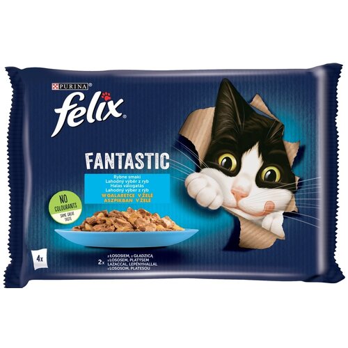 Karma dla kota FELIX Fantastic Łosoś i Gładzica (4 x 85 g)
