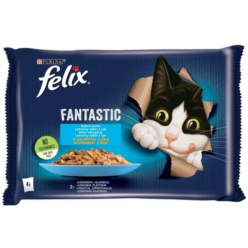 Karma dla kota FELIX Fantastic Łosoś i Gładzica (4 x 85 g)