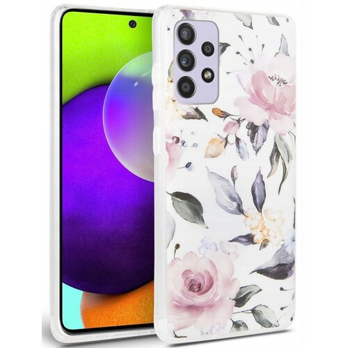 Etui TECH-PROTECT Floral do Samsung Galaxy A52s 5G Biały