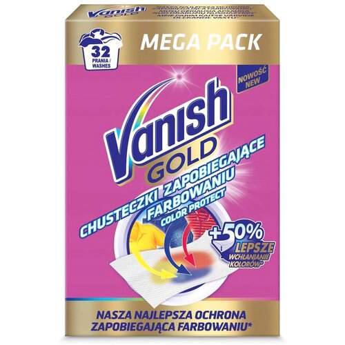 Chusteczki do prania VANISH Gold Color Protect 32 prania (16 sztuk)