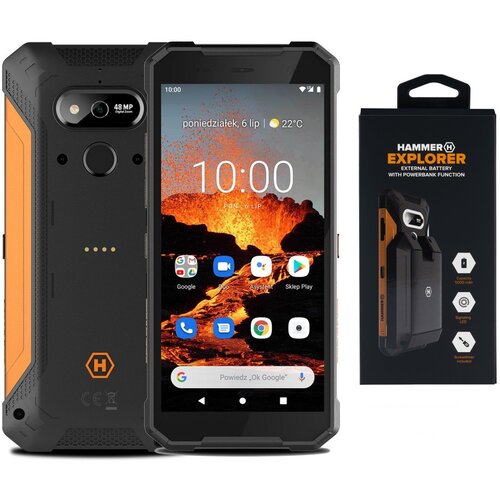 Smartfon HAMMER Explorer Pro 6/128GB 5.7" Pomarańczowy + Bateria