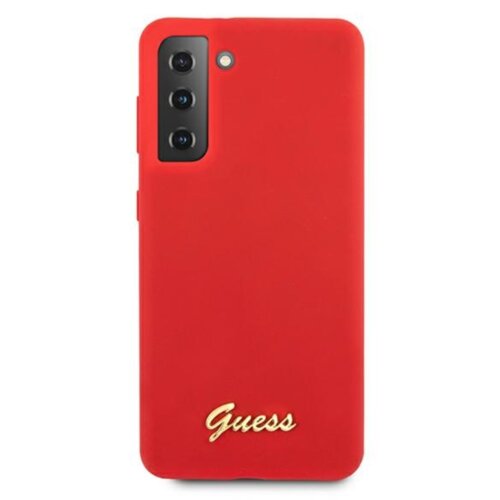 Etui GUESS Silicone Script Metal Logo do Samsung Galaxy S21+ Czerwony