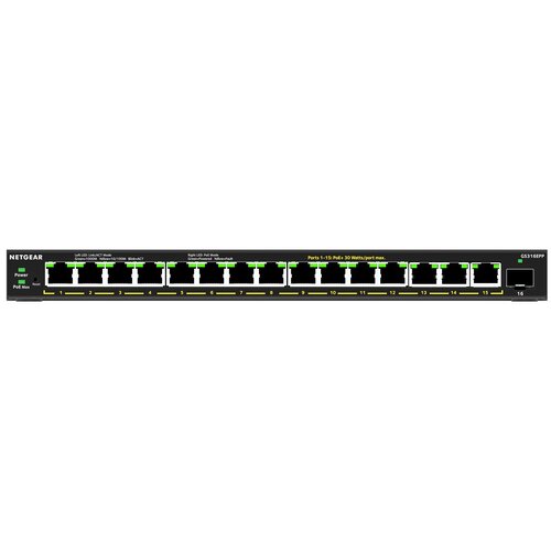 Switch NETGEAR GS316EPP-100PES Gigabit Ethernet, 16 portów, Funkcja PoE, Zarządzalny
