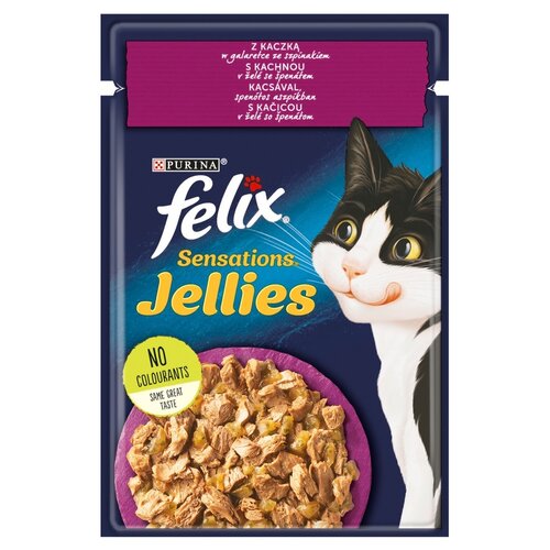 Karma dla kota FELIX Sensations Jellies Kaczka ze szpinakiem 85g