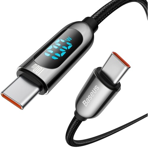 Kabel USB-C - USB-C BASEUS CATSK-B01 z wyświetlaczem LCD 100W 1 m Czarny