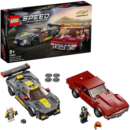LEGO Speed Champions Samochód wyścigowy Chevrolet Corvette C8.R i 1969 Chevrolet Corvette Chevrolety Corvette 76903