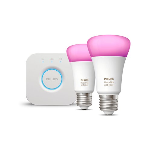 Zestaw PHILIPS HUE – Żarówki White and color ambiance E27 (2 szt.) + mostek PHILIPS HUE Bridge