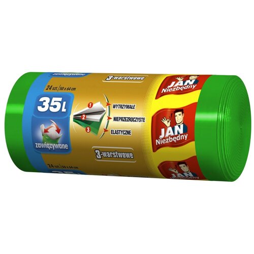 Worki na śmieci JAN NIEZBĘDNY 35L (24 sztuki) Zielony