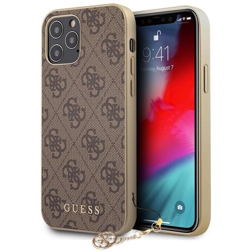Etui GUESS 4G Charms Collection do Apple iPhone 12/12 Pro Brązowy
