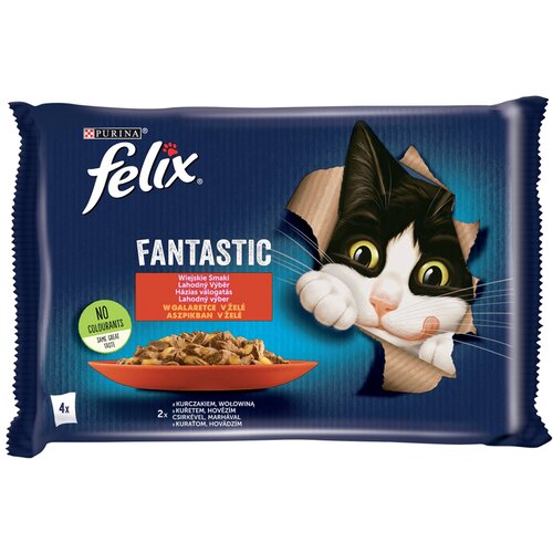 Karma dla kota FELIX Fantastic Kurczak z wołowiną (4 x 85 g)