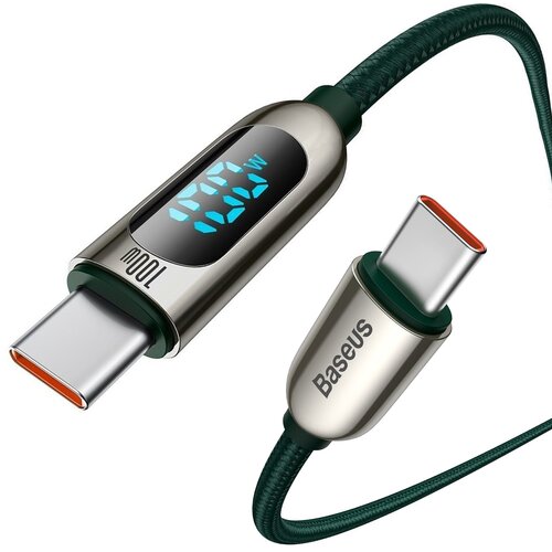 Kabel USB-C - USB-C BASEUS CATSK-B06 z wyświetlaczem LCD 100W 1 m Zielony