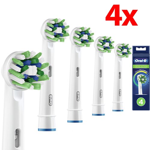 Oryginalna końcówka szczoteczki ORAL-B CrossAction CleanMaximiser EB50-4 (4 szt.) (Włókna w kształcie litery X usuwają więcej płytki)