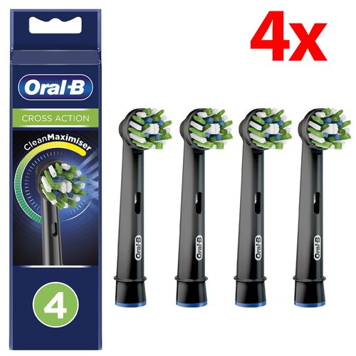 Oryginalna końcówka szczoteczki ORAL-B CrossAction EB 50-4 Czarny (4 sztuki) (Włókna w kształcie litery X usuwają więcej płytki)