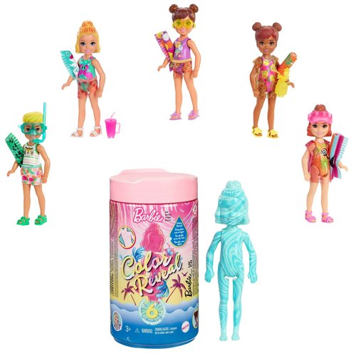 Lalka Barbie Color Reveal Chelsea Niespodzianka wakacyjna GTT25