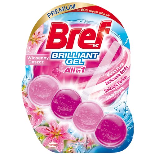 Kostka do WC BREF Brilliant Gel All in 1 Wiosenny deszcz 42g